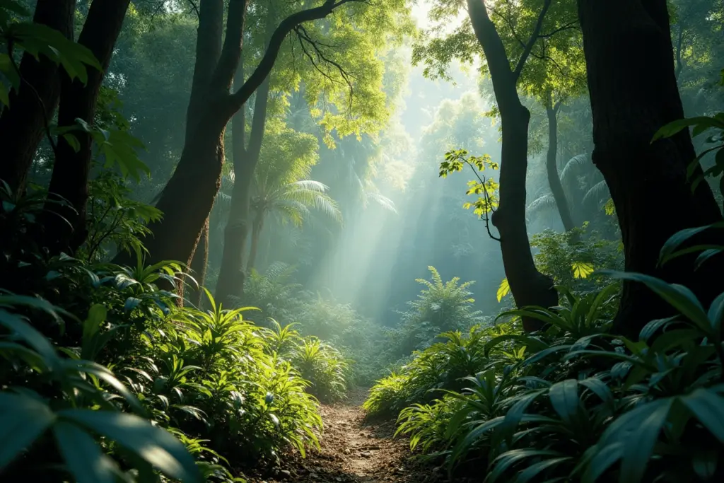 Forest path with sunlight breaking through dense woodland, symbolising cyber security accountability and clear ownership.